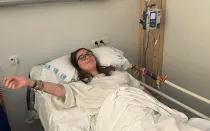 Belén Domínguez desde su habitación en el hospital Universitario Ramón y Cajal