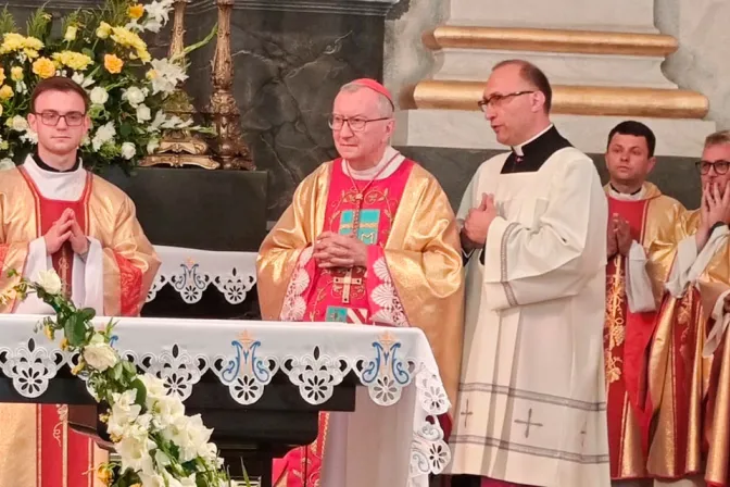 Cardenal Pietro Parolin en la Misa en el santuario ucraniano de Nuestra Señora del Carmen en Berdychiv 21072024