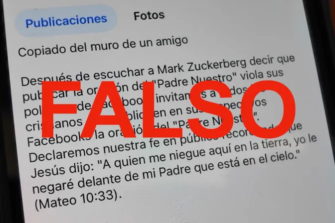 Mensaje falso sobre prohibición del Padre Nuestro en Facebook