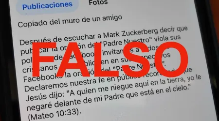 Mensaje falso sobre prohibición del Padre Nuestro en Facebook