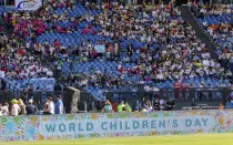 Una de las tribunas del Estadio Olímpico de Roma, donde se realizó la primera Jornada Mundial de los Niños.