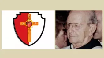 De izquierda a derecha: Emblema de los Legionarios de Cristo / Marcial Maciel.