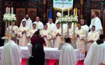 Los 7 nuevos diáconos y el sacerdote ordenados en Matagalpa, Nicaragua.