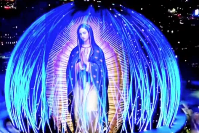 Imagen de la Virgen de Guadalupe proyectada en The Sphere (La Esfera) en Las Vegas